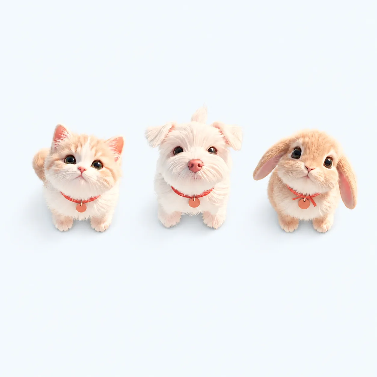 Кошка, щенок и кролик — питомцы в приложении Бубка